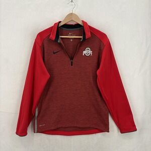 Ohio State Buckeyes Jacket Mens Small Red NCAA Football Nike Dri Fit 1/4 Zip